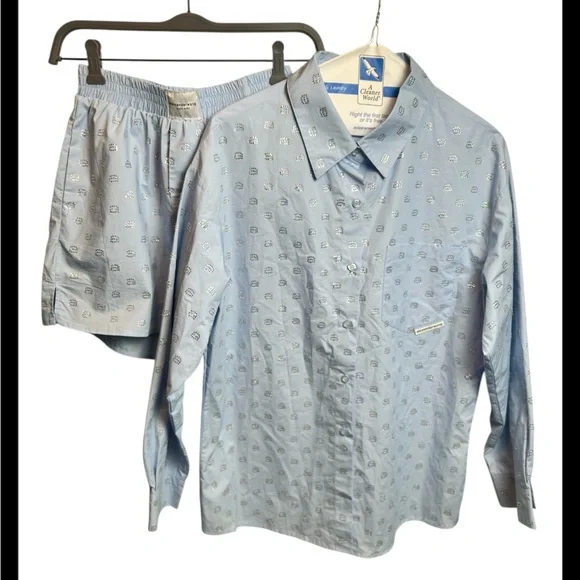 Alexander Wang Blue Rhinestone Wool/Cashmere PJ Set W Boxer Shorts Size Small - Picture 4 of 9